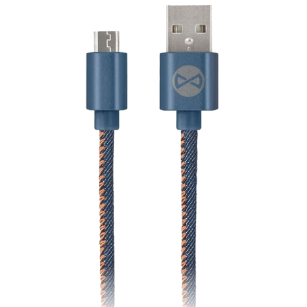 Cablu pentru telefon Jeans Forever USB Type-A + microUSB 1 m/ Blue photo 1