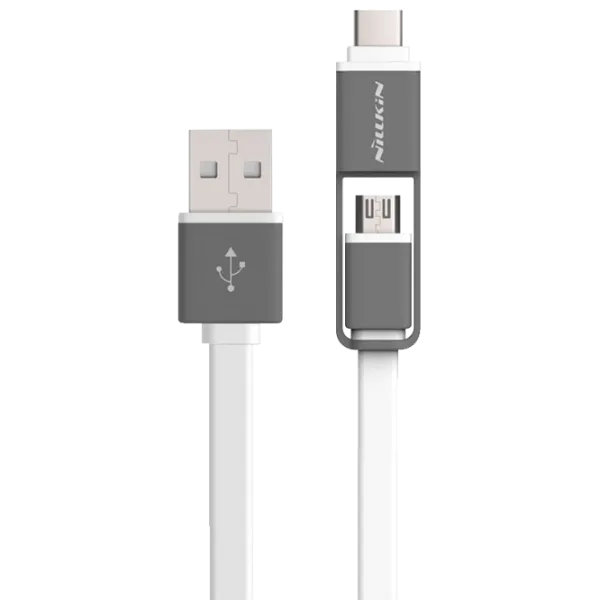 Cablu pentru telefon 55366 Nillkin USB Type-A + microUSB, USB Type-C 1.2 m/ White photo 1