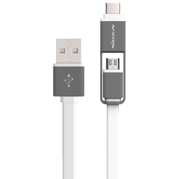 Cablu pentru telefon 55366 Nillkin USB Type-A + microUSB, USB Type-C 1.2 m/ White photo 1