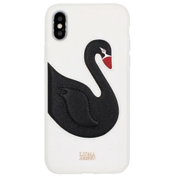 Чехол для смартфона Apple iPhone X/ XS Luna Aristo/ Back/ Кожа/ Черный Белый photo 1 Чехол для смартфона Apple iPhone X/ XS Luna Aristo/ Back/ Кожа/ Черный Белый photo 1