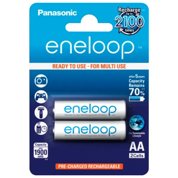 Acumulator Panasonic Eneloop BK-3MCCE/ 2BE Lithium AA 1.2 V/ 2 buc. photo 1