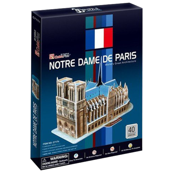 Пазл 3D CubicFun Notre Dame de Paris 3+/ Количество деталей: 40 photo 1