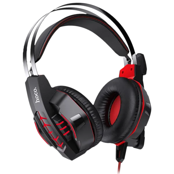 Căști Hoco W102 Cool Tour Black Red Cu fir/ Gaming photo 1