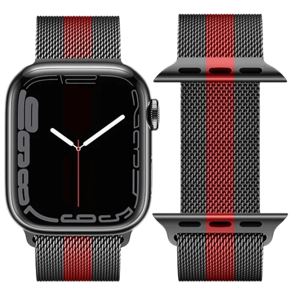 Ремешок Apple Watch WA03 Simple beauty series Металл/
42 / 44 / 45 / 49 мм / Черный Red photo 1