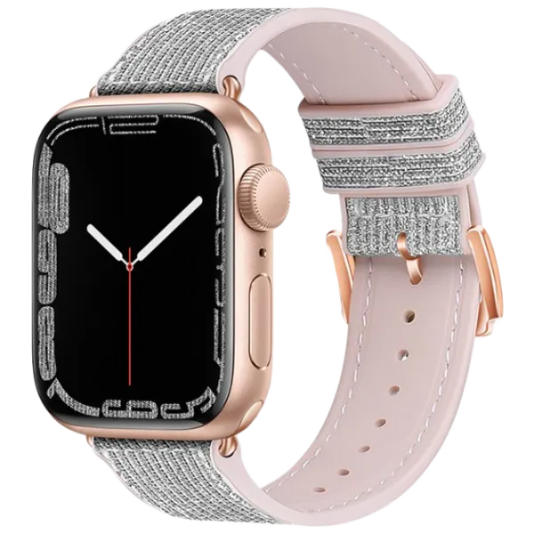 Ремешок Apple Watch WA11 Diamond series double-section Силикон/
38, 40, 41 мм / Розовый Серебристый photo 1