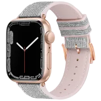Ремешок Apple Watch WA11 Diamond series double-section Силикон/
38, 40, 41 мм / Розовый Серебристый