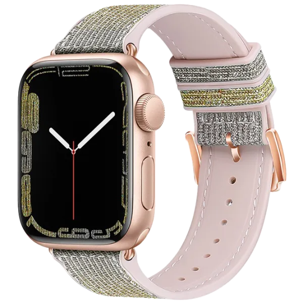 Ремешок Apple Watch WA11 Diamond series double-section Силикон/
38, 40, 41 мм / Розовый Silver yellow photo 1