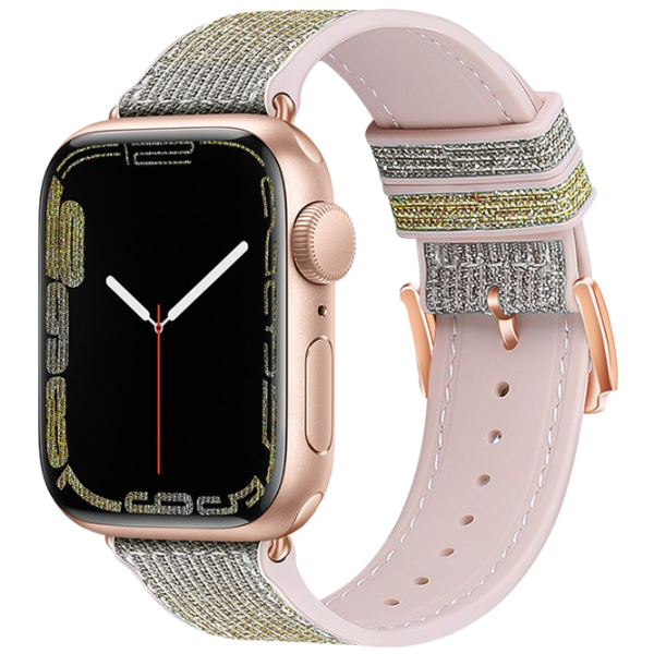 Ремешок Apple Watch WA11 Diamond series double-section Силикон/
38, 40, 41 мм / Розовый Silver yellow photo 1