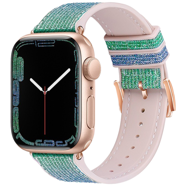 Ремешок Apple Watch WA11 Diamond series double-section Силикон/
42, 44, 45, 49 мм / Розовый Blue green photo 1