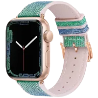Ремешок Apple Watch WA11 Diamond series double-section Силикон/
42, 44, 45, 49 мм / Розовый Blue green