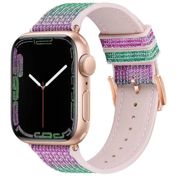 Curelușă Apple Watch WA11 Diamond series double-section Silicon/
42, 44, 45, 49 mm / Pink Purple green photo 1