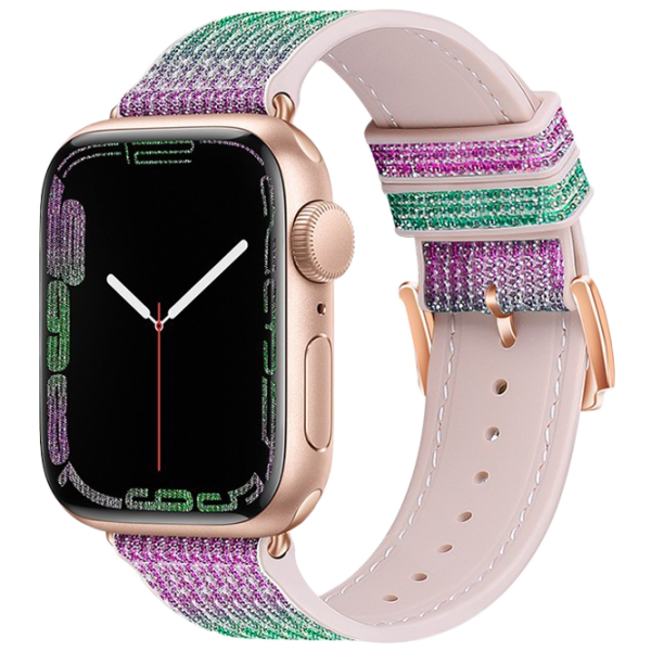 Curelușă Apple Watch WA11 Diamond series double-section Silicon/
42, 44, 45, 49 mm / Pink Purple green photo 1