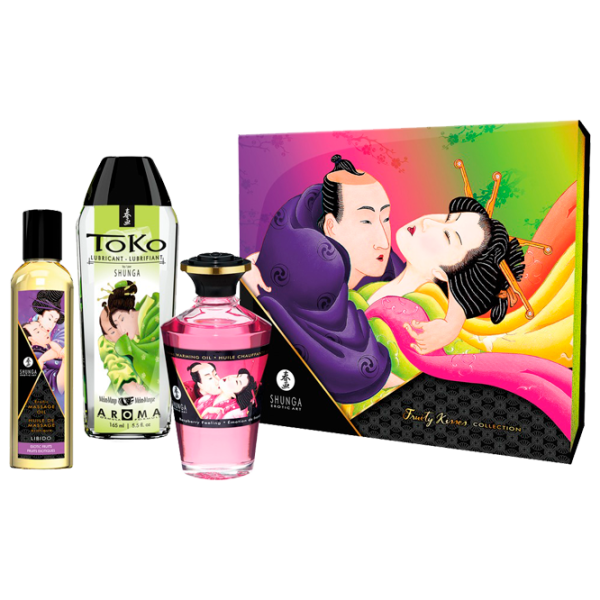 Масло для массажа Shunga Secret Set Fruity Kisses Малина, экзотические фрукты, дыня манго/ Прозрачный photo 1