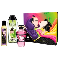 Масло для массажа Shunga Secret Set Fruity Kisses Малина, экзотические фрукты, дыня манго/ Прозрачный