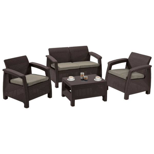 Set mobilă terasă Keter Corfu Plastic/ Plastic/ Plastic/ Brown photo 1