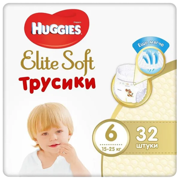 Scutece pentru copii Huggies Elite Soft Pants Mega 6 6 15 - 25 kg/ 32 buc. photo 1