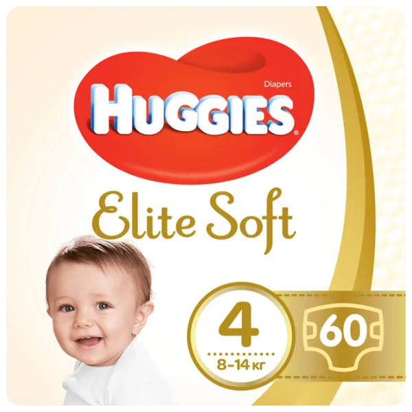 Scutece pentru copii Huggies Elite Soft Mega 4 4 8 - 14 kg/ 60 buc. photo 1