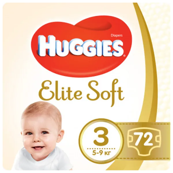 Подгузники для детей Huggies Elite Soft Mega 3 3 5 - 9 кг/ 72 шт. photo 1