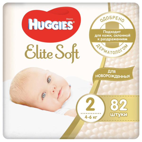 Подгузники для детей Huggies Elite Soft Mega 2 2 4 - 6 кг/ 82 шт. photo 1
