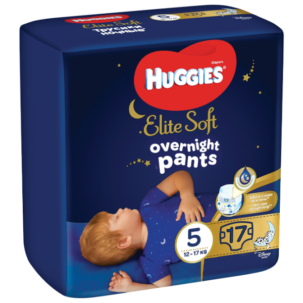 Scutece pentru copii Huggies Elite Soft Overnights Pants Small 5 5 12 - 17 kg/ 17 buc. photo 1