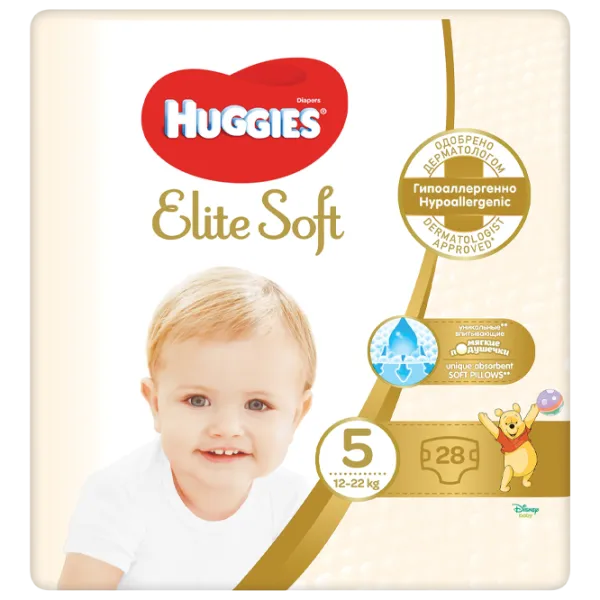 Подгузники для детей Huggies Elite Soft Jumbo 5 5 12 - 22 кг/ 28 шт. photo 1