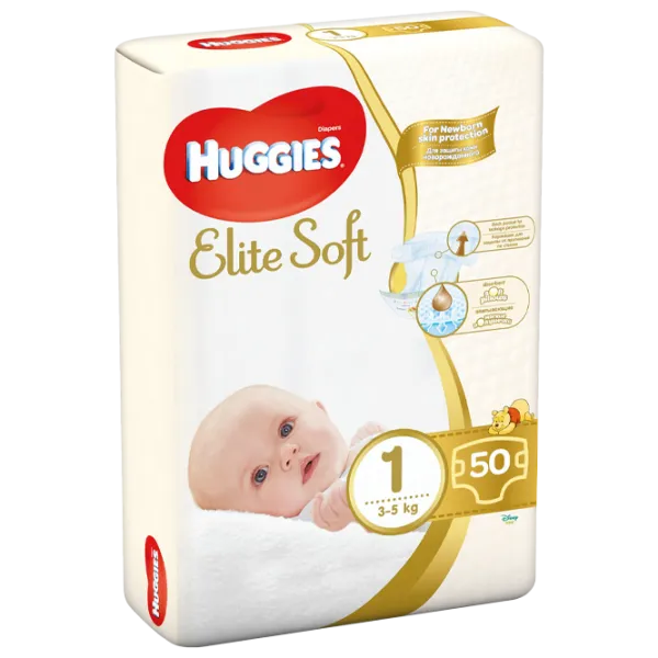 Scutece pentru copii Huggies Elite Soft Jumbo 1 1 3 - 5 kg/ 50 buc. photo 1