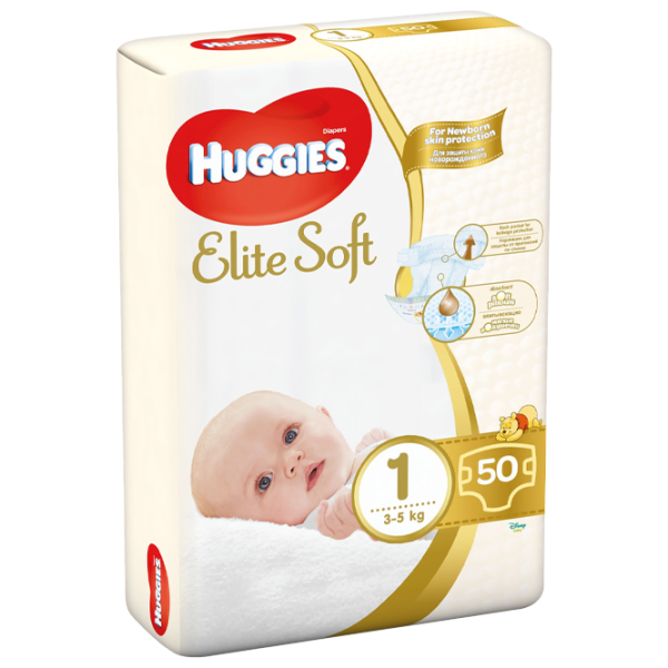 Scutece pentru copii Huggies Elite Soft Jumbo 1 1 3 - 5 kg/ 50 buc. photo 1