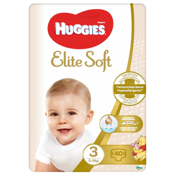 Подгузники для детей Huggies Elite Soft Jumbo 3 3 5 - 9 кг/ 40 шт. photo 1