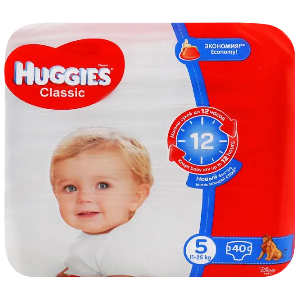 Подгузники для детей Huggies Classic Jumbo 5 5 11 - 25 кг/ 40 шт. photo 1