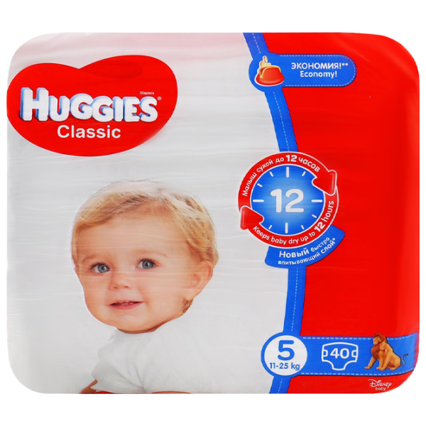 Подгузники для детей Huggies Classic Jumbo 5 5 11 - 25 кг/ 40 шт. photo 1