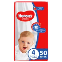 Подгузники для детей Huggies Classic Jumbo 4 4 7 - 18 кг/ 50 шт.