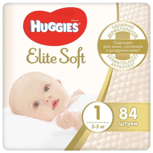 Scutece pentru copii Huggies Elite Soft Mega 1 1 3 - 5 kg/ 84 buc. photo 1