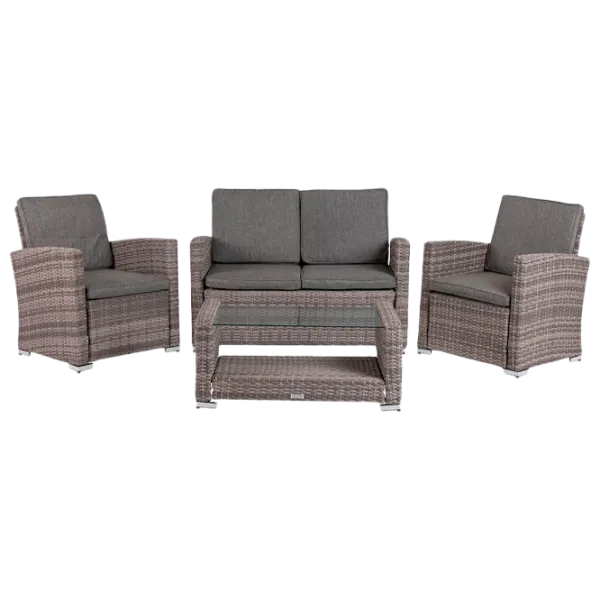 Set mobilă terasă Green Bay Nantes Ratan artificial/ Sticlă/ Rattan artificial/ Gray photo 1