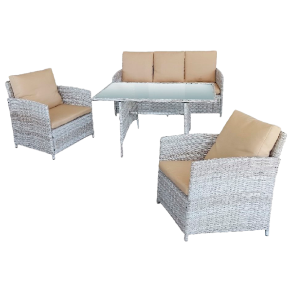 Set mobilă terasă Green Bay Monaco Metal/ Sticlă/ Rattan artificial/ Gray photo 1