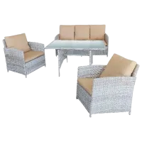 Set mobilă terasă Green Bay Monaco Metal/ Sticlă/ Rattan artificial/ Gray