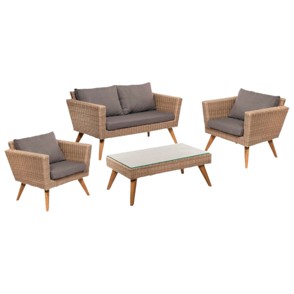 Set mobilă terasă Jumi Malmo Ratan artificial/ Sticlă/ Rattan artificial/ Beige photo 1 Set mobilă terasă Jumi Malmo Ratan artificial/ Sticlă/ Rattan artificial/ Beige photo 1
