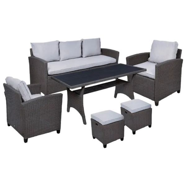 Set mobilă terasă Jumi Milano Ratan artificial/ Polipropilenă/ Rattan artificial/ Gray photo 1