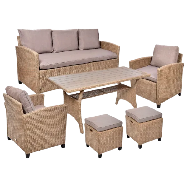 Set mobilă terasă Jumi Milano Ratan artificial/ Polipropilenă/ Rattan artificial/ Beige photo 1