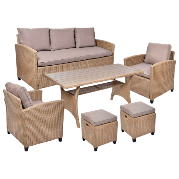 Set mobilă terasă Jumi Milano Ratan artificial/ Polipropilenă/ Rattan artificial/ Beige photo 1