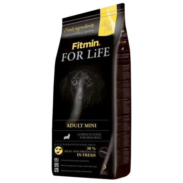 Hrană pentru câini uscată Fitmin For Life Adult Mini 3 kg/ Găină, porc, vită photo 1 Hrană pentru câini uscată Fitmin For Life Adult Mini 3 kg/ Găină, porc, vită photo 1