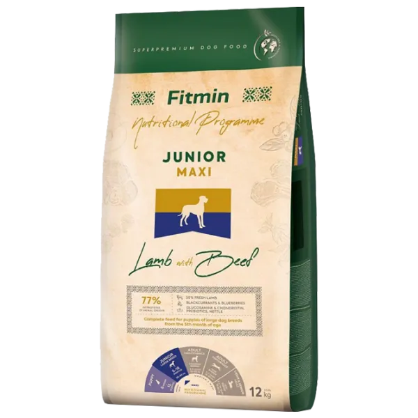 Корм для собак сухой Fitmin Maxi Щенок 12 кг/ Ягненок, говядина photo 1 Корм для собак сухой Fitmin Maxi Щенок 12 кг/ Ягненок, говядина photo 1