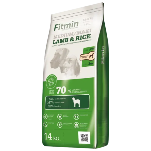 Корм для собак сухой Fitmin Medium maxi 14 кг/ Ягненок, рис photo 1