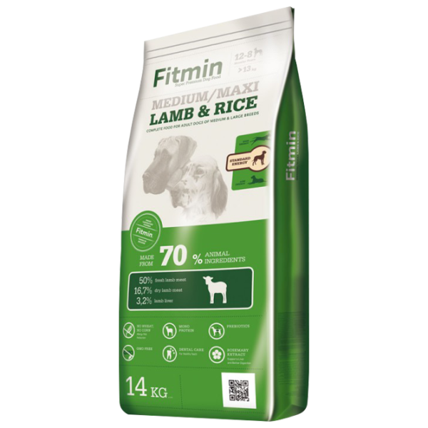 Корм для собак сухой Fitmin Medium maxi 14 кг/ Ягненок, рис photo 1