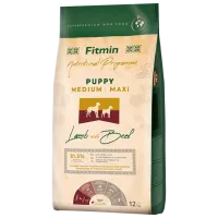 Hrană pentru câini uscată Fitmin Medium-Maxi cățel 12 kg/ Miel, vită