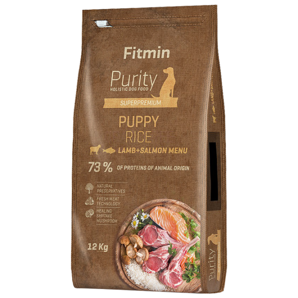 Корм для собак сухой Fitmin Purity Rice щенок 12 кг/ ягненок, лосось photo 1