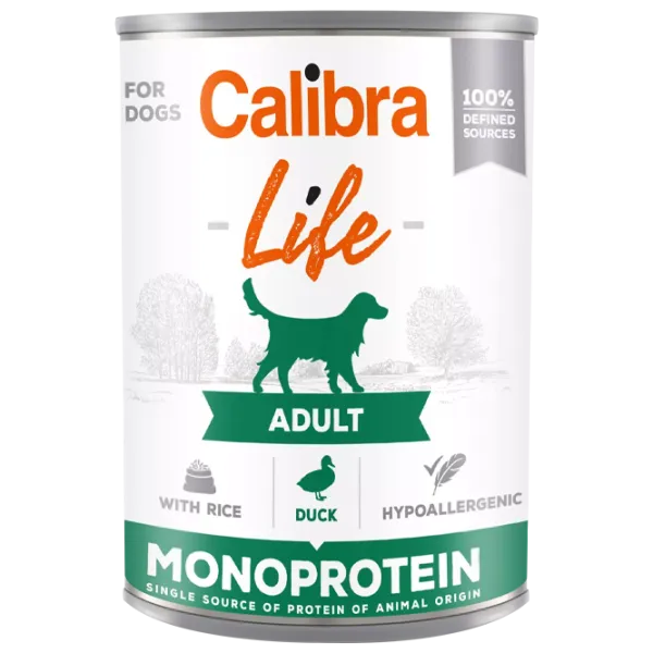 Корм для собак влажный Calibra Dog Life can Adult 0.4 кг/ Утка, рис photo 1