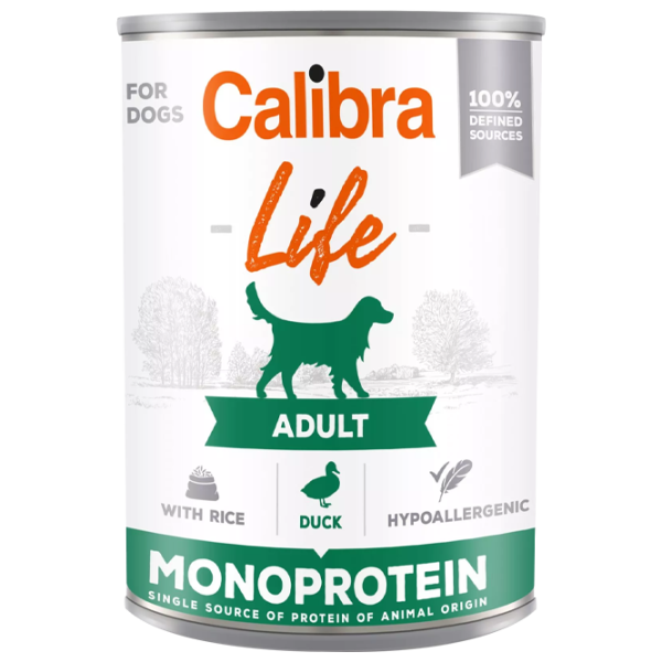 Корм для собак влажный Calibra Dog Life can Adult 0.4 кг/ Утка, рис photo 1
