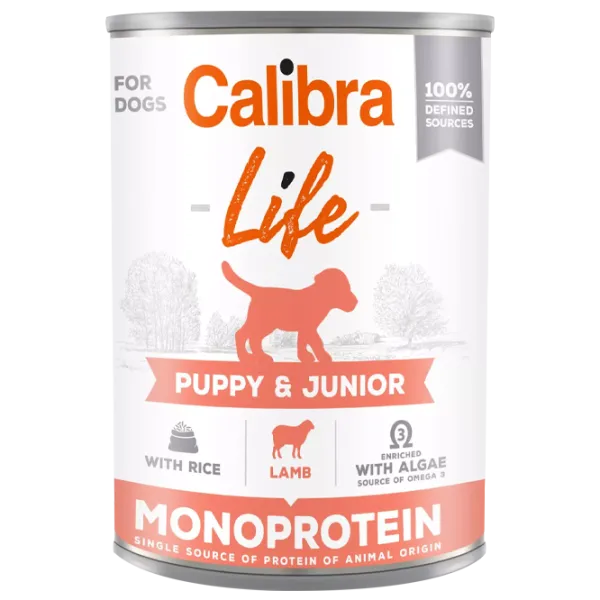 Корм для собак влажный Calibra Dog Life can junior 0.4 кг/ Ягненок, рис photo 1
