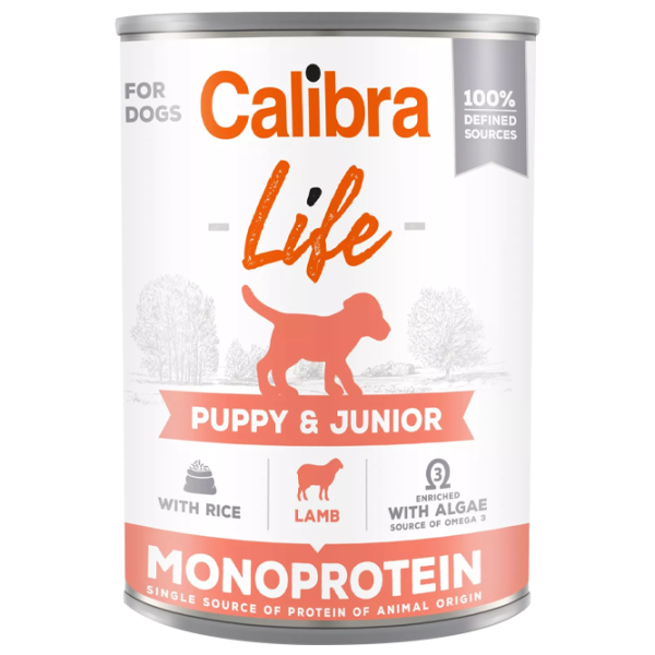 Корм для собак влажный Calibra Dog Life can junior 0.4 кг/ Ягненок, рис photo 1