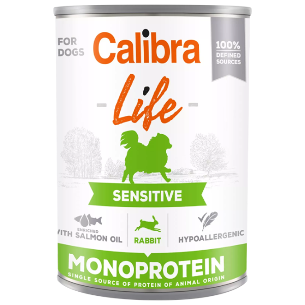 Корм для собак влажный Calibra Dog Life can Sensitive 0.4 кг/ Кролик photo 1